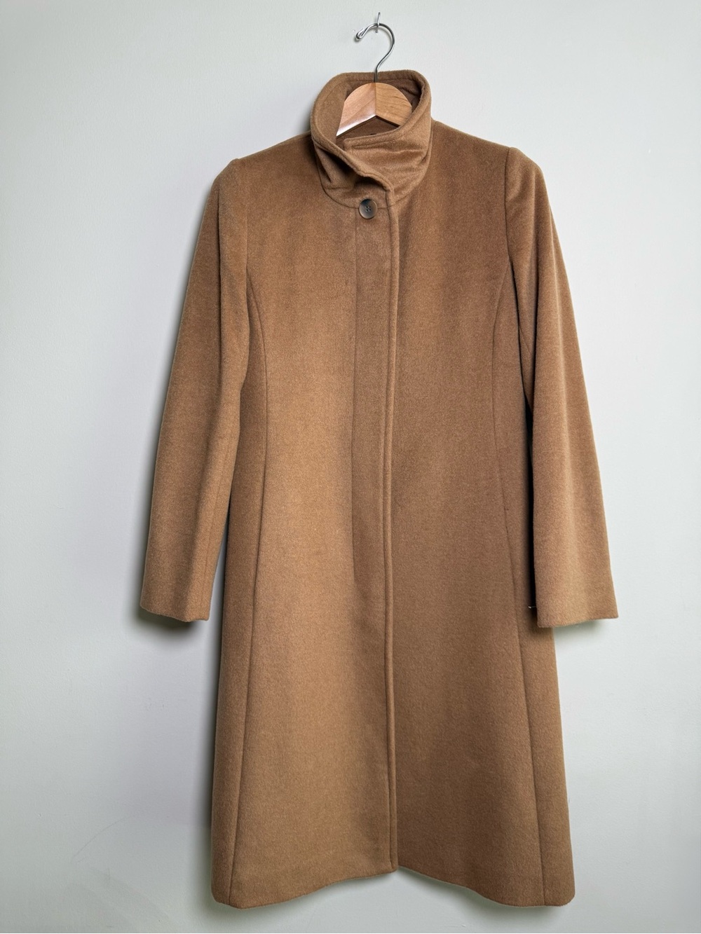 Cole Haan Camel Wool Blend Long Coat Women's Size 8